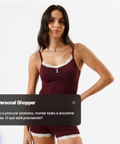 pijama short doll canelado com renda vinho