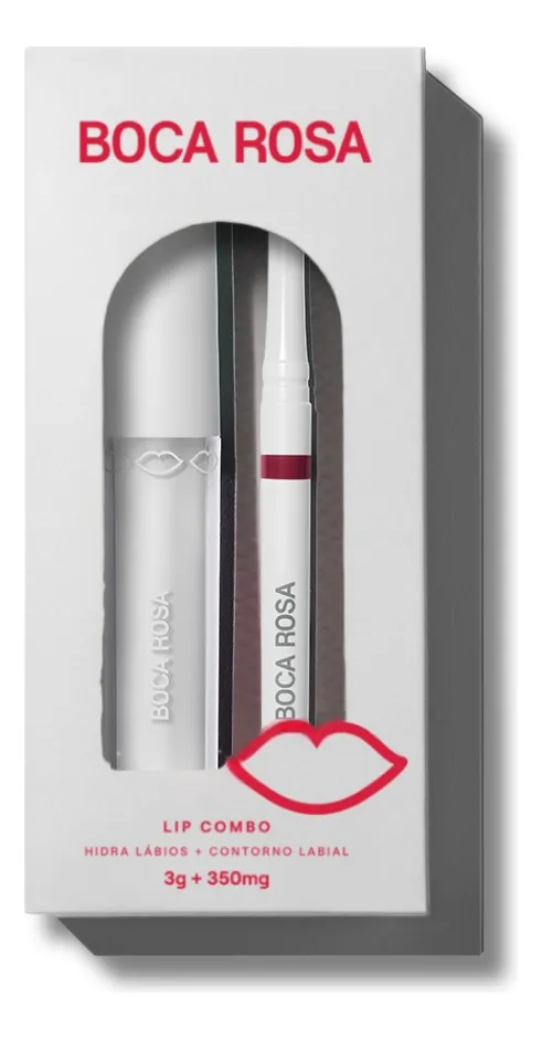 Kit Lip Combo Boca Rosa Contorno Labial + Gloss Hidra Lábios