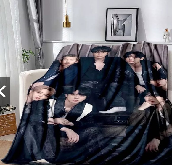 Cobertor De Flanela Estampado Kpop BTS Leve De Lã Quente Para Viagem Em Sofá-Cama , Padrão Bangtan Boys Presente Perfeit
